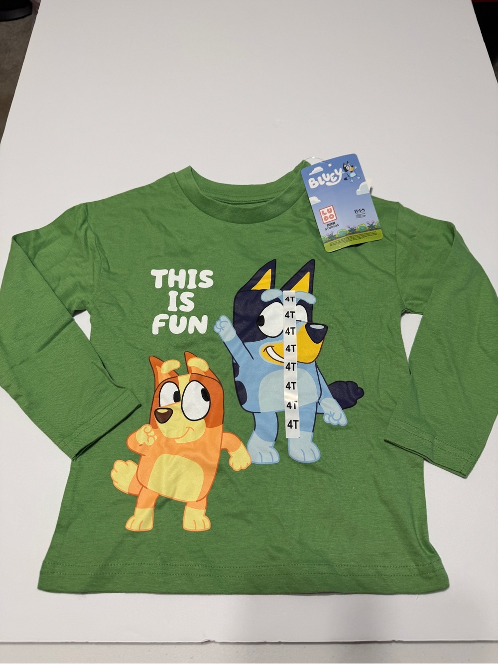 Bluey 'This Is Fun' Green Long-Sleeve Kids Tee